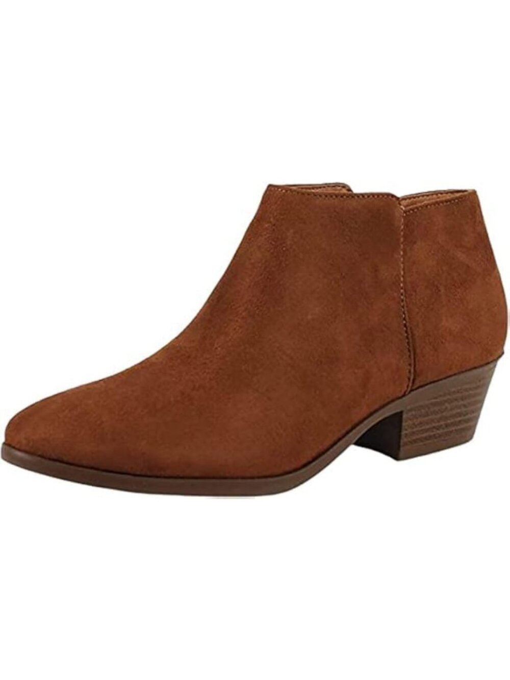 Chic Women's Faux Suede Ankle Booties with Stacked Heel & Round Toe - Western